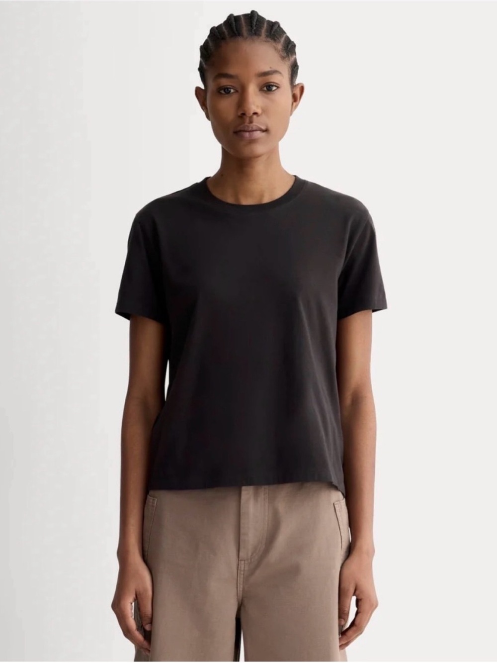 New Everlane The Organic Cotton Box-Cut Tee (No Pocket) Black Size S